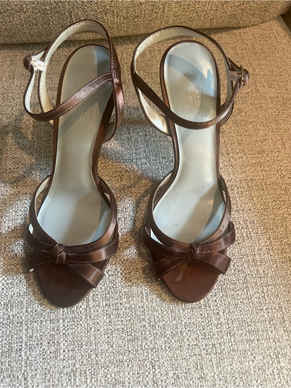 Women's Brown Bow Ankle-Strap Heels 3”